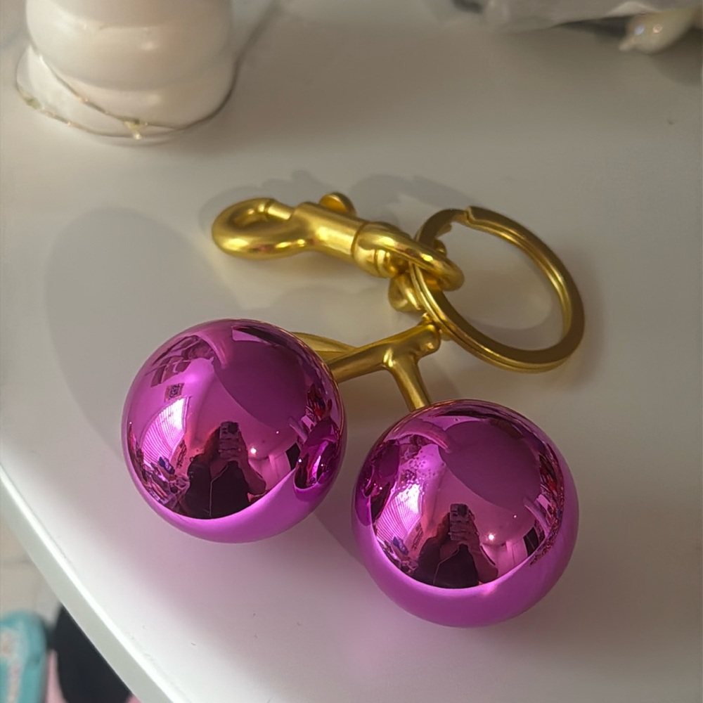 Pink Glitter cherry bag charm - Picture 2 of 2